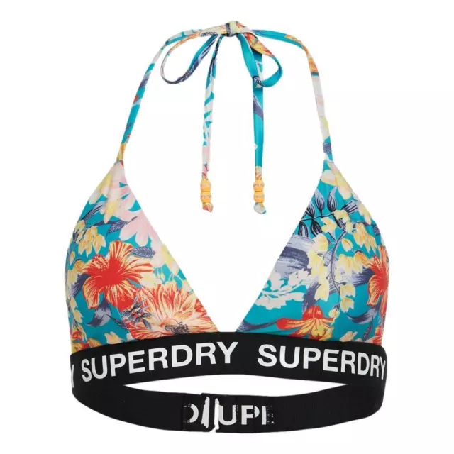 Superdry Femmes Logo Triangle Bikini Haut - Bali Bleu Anémone