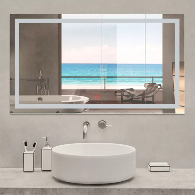 Large Bathroom Wall Mirror with LED Lights,Demister | Touch Sensor | Rectangular 2