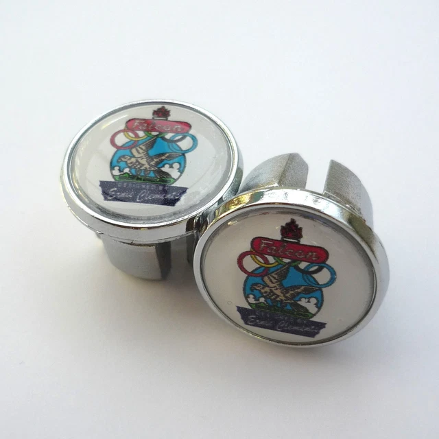 Nigel Dean Vintage Style Chrome Racing Bar Plugs, Caps, Repro