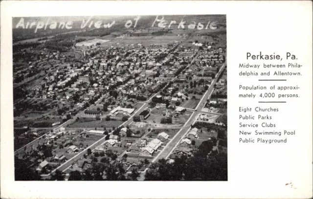 Perkasie Pennsylvania PA Air View Vintage Postcard