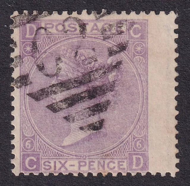 GREAT BRITAIN 1867-80 QV 6d Lilac SG 104 Pl 6 Used (CV £175)