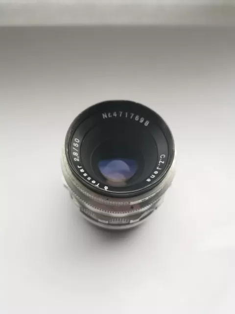 Silver Carl Zeiss Jena Tessar 50mm f2.8 M42  12 blades Q1 lens , read desc