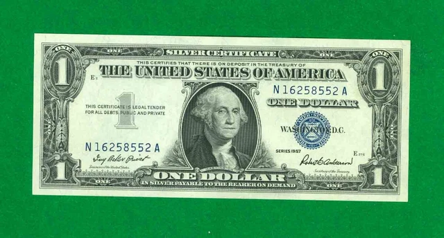 $1 1957 1 N/A Block Blue Seal Silver Certificate Cu.