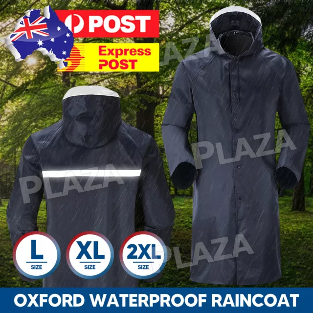 Waterproof Rain Jacket Coat Raincoat Hooded Long Trench Hiking Outdoor Unisex Oz