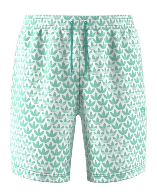 adidas Mens Originals Graphics Monogram Woven Cotton Shorts in Easy Green-Medium