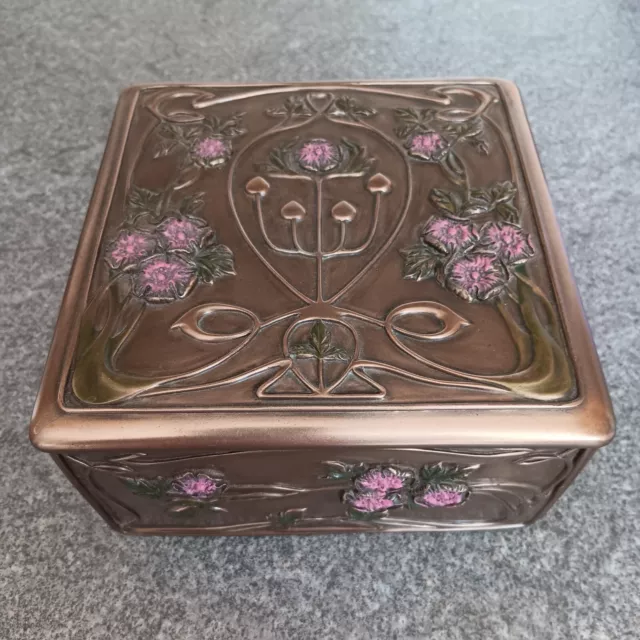 Beautiful Heavy Past Times Art Nouveau Fuschia Storage Jewellery Box