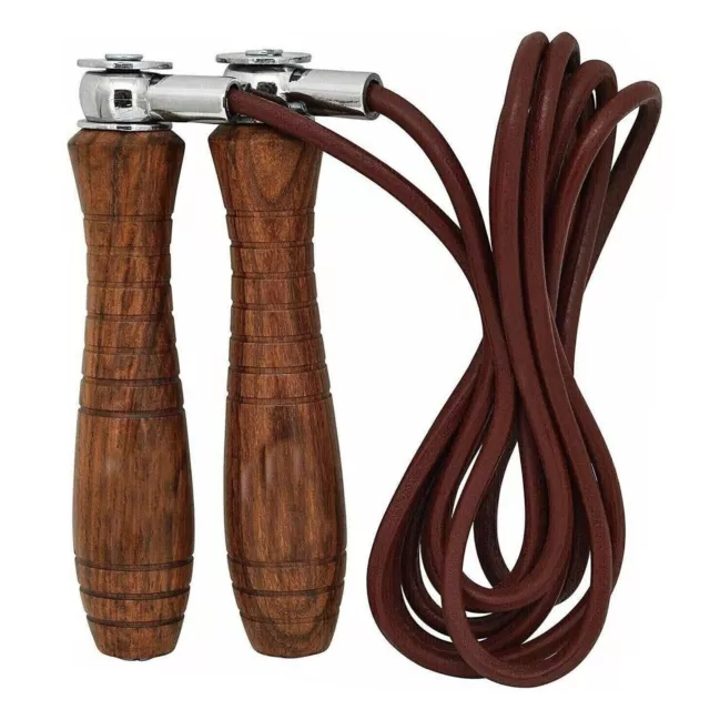 SPRINGSEIL LEDER neu super drehend mit Holzgriffen Seil, Jump Rope, Ropeskipping