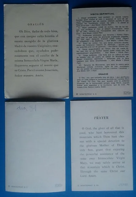 Lote 4 Estampas religiosa antigua NUESTRA SEÑORA DE MONTSERRAT holy card 2