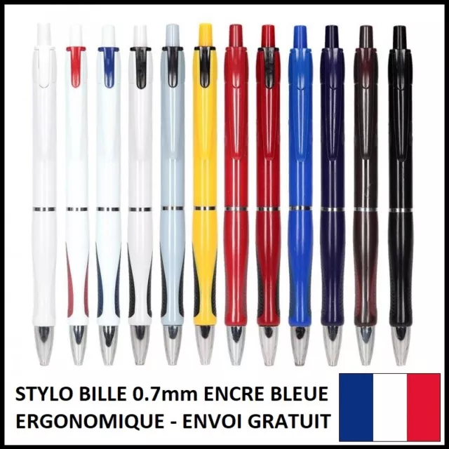 5Pcs Stylos Bille Ergonomiques Encre Bleue Pointe 0.7 Qualite Pas Cher Degressif