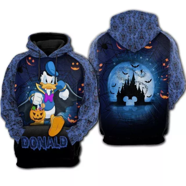 Donald Duck Jack O Lantern Pumpkin Halloween Vibes 3D HOODIE US Size Christmas