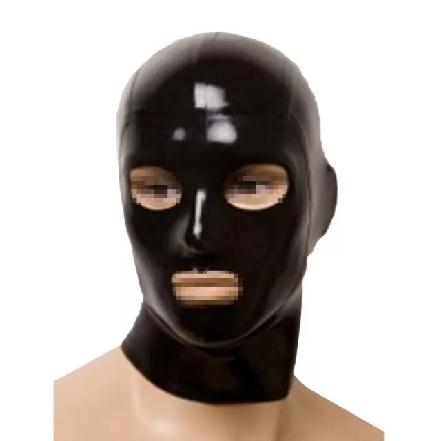 Latex Hood Open Eyes and Mouth Back Zipper for Catsuit Rubber Mask Club Wear