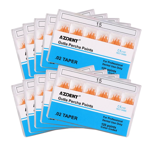 Dental Endodontic Root Canal Gutta Percha Points 0.02 Taper 15# 120pcs/pack