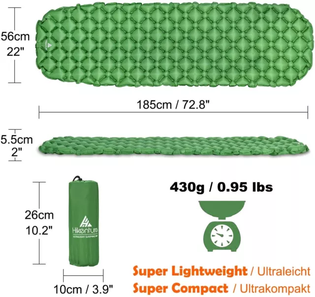 Sleeping Pad Mat Lightweight Camping Ultralight Compact Inflatable Air Mattress