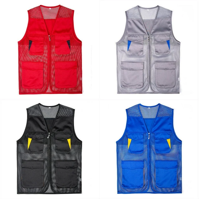 Uomo Donna Rete Utilità Gilet Giacca da Lavoro Canotta Gilet Multi Tasca