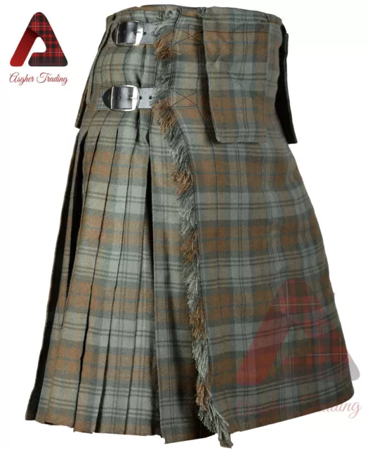 Scottish Handmade Traditional tartan kilt - Black Watch Weathered 8 Yard Kilt