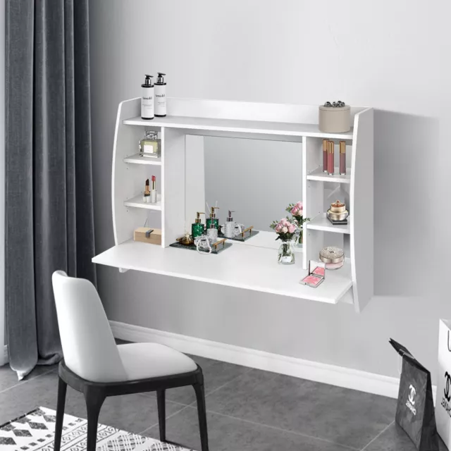 Coiffeuse table de maquillage commode avec miroir étagères plateau suspendue