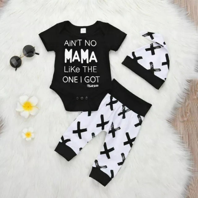 Newborn Toddler Infant Kid Baby Boy Clothes T shirt Top Bodysuit Outfit Set X 3