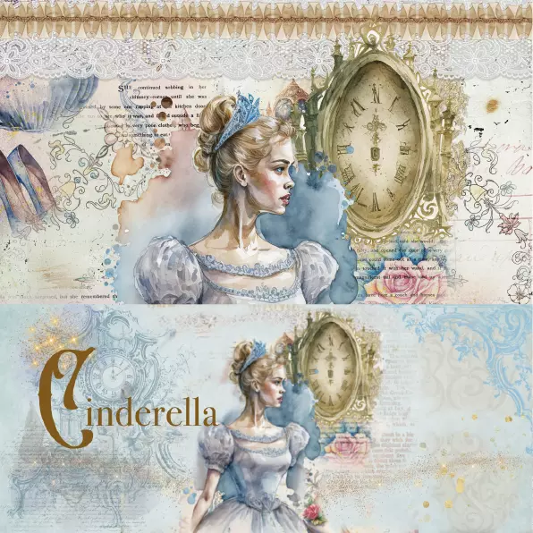 1 Set Scrapbooking Papier  20,3x20,3 cm  Cinderella 10 Bogen Scrap503