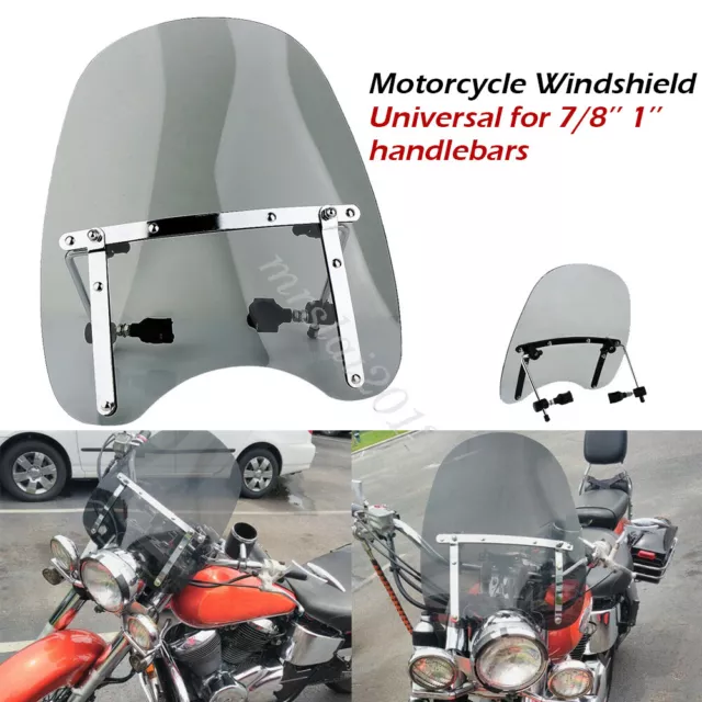 Universal Motorrad Windschutzscheibe Windschild für 7/8'' 1''Lenker Honda Yamaha