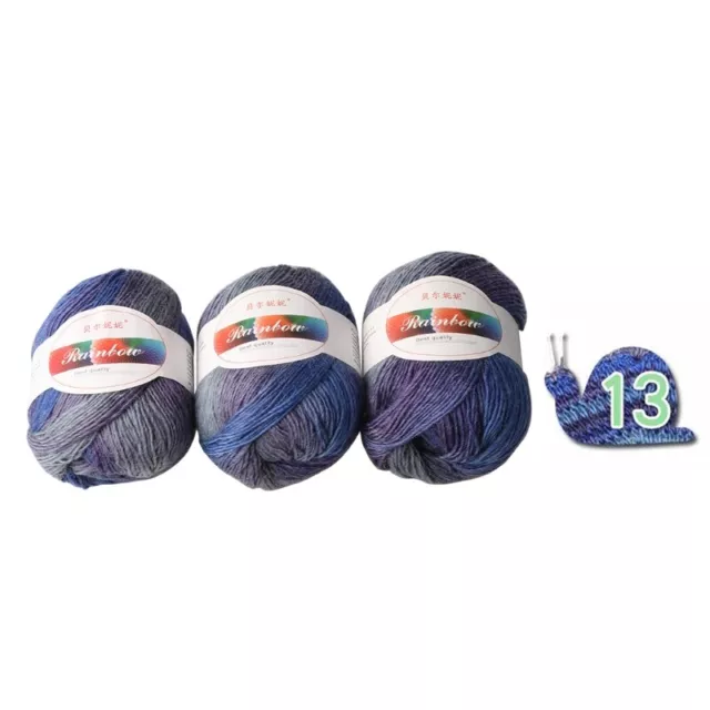 Soft Worsted Yarn Rainbow Gradient Colors DIY Baby Knitting Wool Shawl Scarf Swe 3