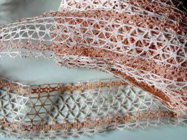 mercerie dentelle beige et fils brillant  cuivré 1.mx4.5cm@lace