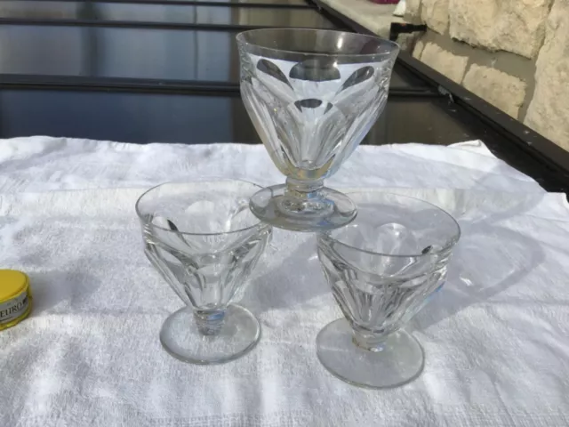 3 Anciens Verres à vin blanc porto HARCOURT  cristal Baccarat signés