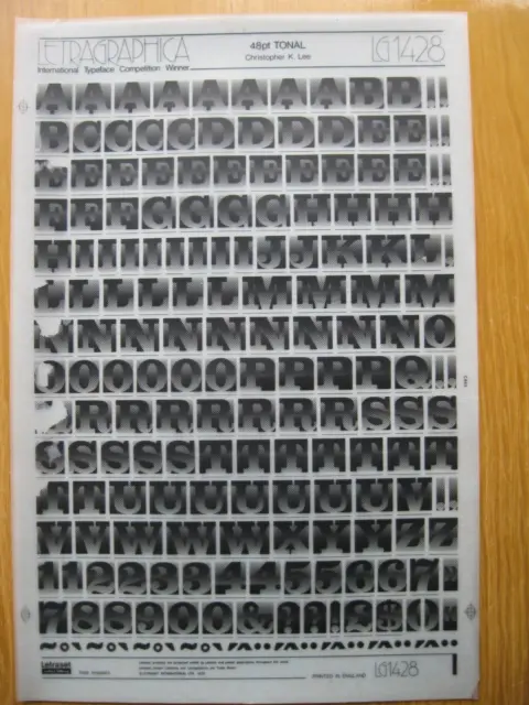 1 x Letraset Oberhülle & Nummer TONAL 17,8 mm 48pt Blatt LG1428 a (R)