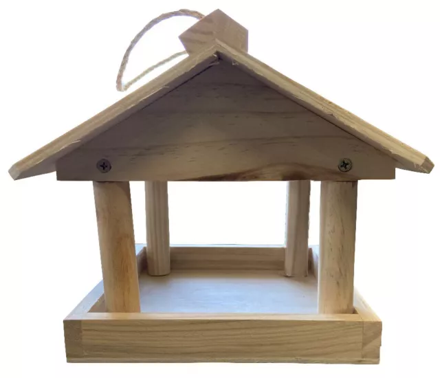 Hanging Wooden Bird House Table Feeder Garden Feeding Station House Wood Shelter