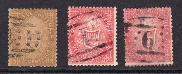 Guatemala 1871 5c & 20c Quezaltenango & Guatemala City Cancels (ref# 12706)