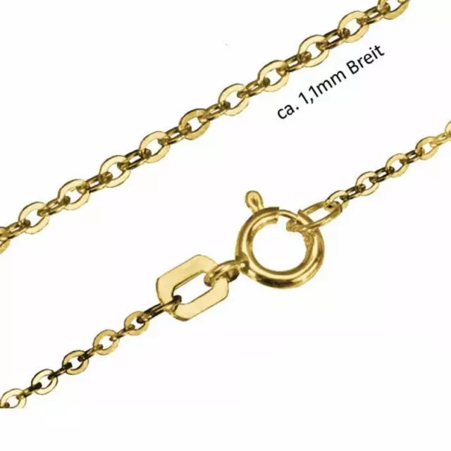 Zarte Flachanker Kette, Echt Gold 585(14Karat),ca. 1,1 mm Breit, Made in Germany