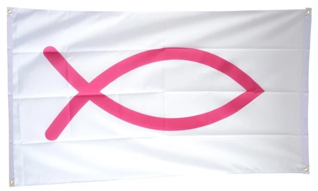 AZ FLAG Bandiera Pesce Cristiano Ichthys 150x90cm - Bandiera Cristianesimo 90 x 150 cm