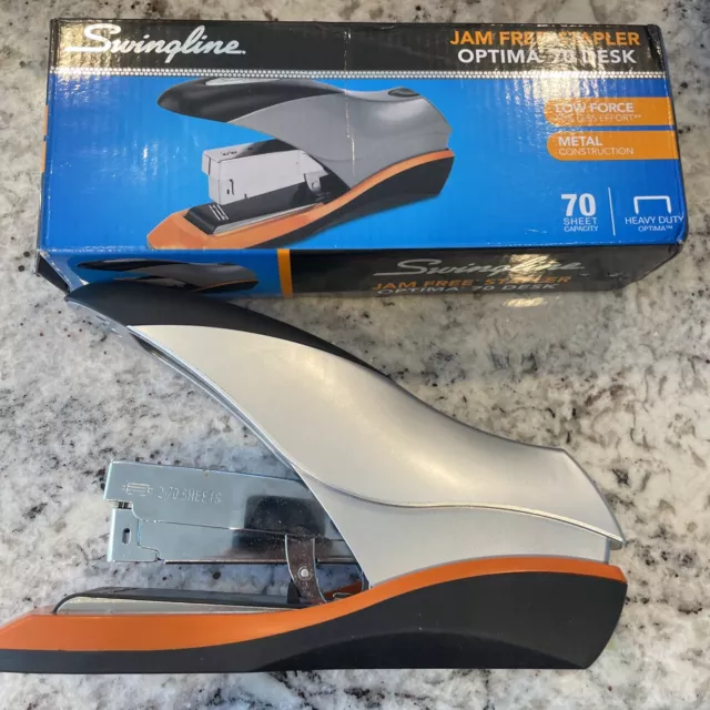 Swingline Optima 70 Desk Stapler, Reduced Effort, 70 Sheets, Silver