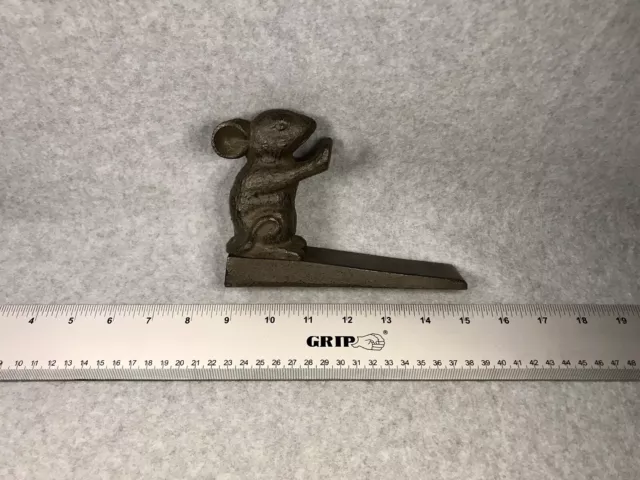 Mouse Door Stop Wedge Rustic Vintage Stopper Solid Cast Iron Brown