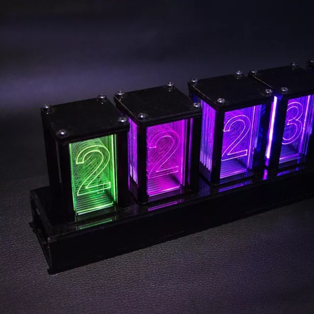 RGB Pseudo Glow Tube Clock Acrylic LED Digital Clock Unassembled Desktop Gadget 2