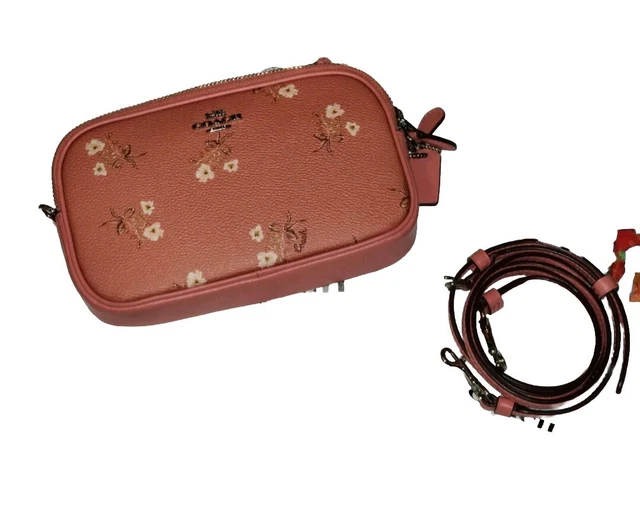 COACH SADIE CROSSBODY Bag Black Leather Gold Double Compartment