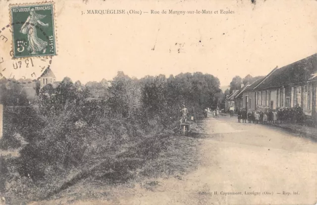 Cpa 60 Marqueglise / Rue De Margny Sur Le Mtz Et Ecoles