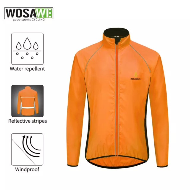 WOSAWE Mens Womens Racing Cycling Windbreaker Jacket Waterproof Rain Coat Light