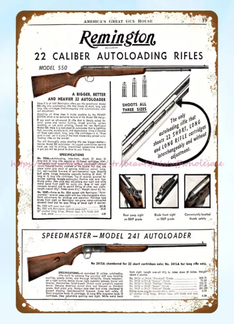 1949 fiream REMINGTON Autoloading Rifle gun metal tin sign metal panel artwork