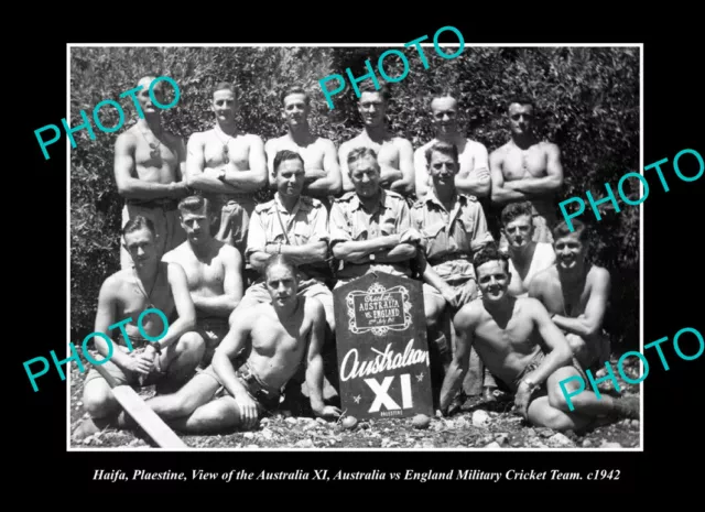 Old Large Historic Photo Haifa Palestine Australian Military Cricket Team 1942