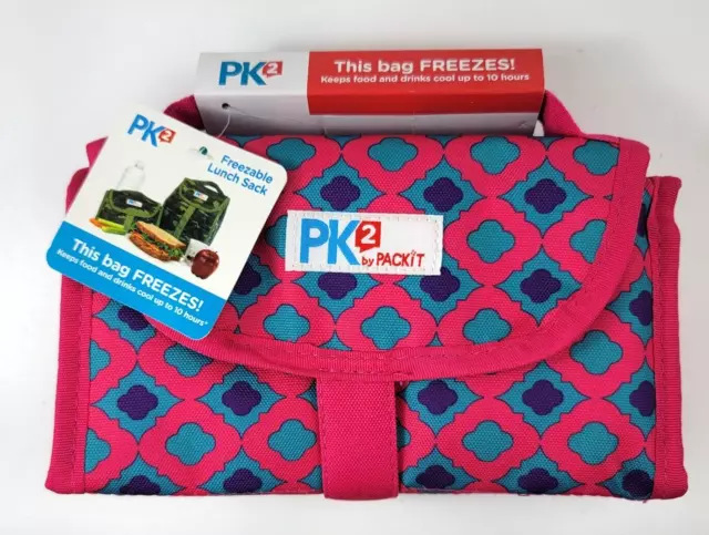 Packit PK2 Freezable Lunch Bag Purple Pink Keeps Cool Up To 10 Hours Foldable