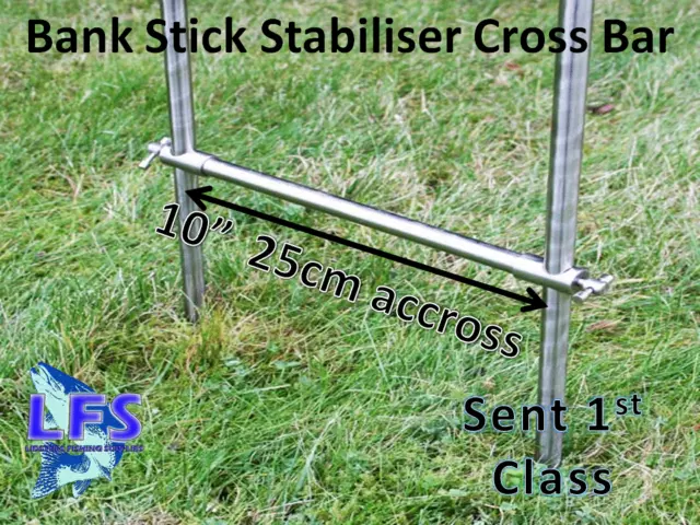 2 Stainless Steel Bank Stick Stabiliser Cross Bars 10" 25cm Carp Fishing Tackle