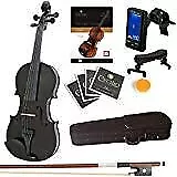 Mendini By Cecilio Violin For Kids & Adults, 4/4 MV Metallic Violins - Black---