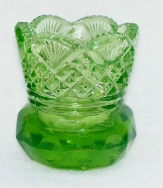 1912 EAPG  Westmoreland, Green Toothpick Holder Antique VINTAGE Pressed Glass