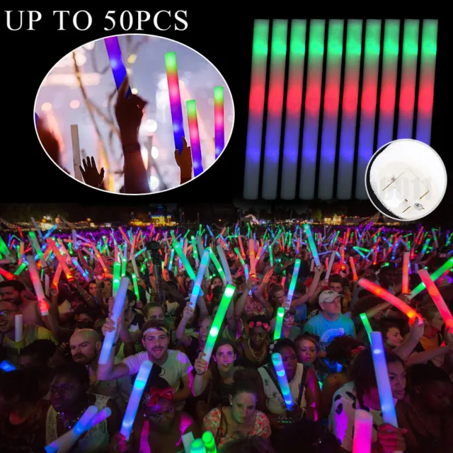 30/50 Pcs Led Foam Bar Glow In The Dark Light-up Foam Sticks Led Soft  Batons Rave Glow Wands Flashing Tube Concert For Party - Glow Party  Supplies - AliExpress