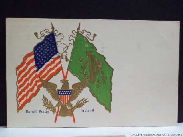 American Flag w Patriotic Text on Meaning c1910 Postcard