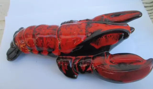 Canuck Pottery Evangeline Ware Red Drip Glaze 8-1/2 Inch  Lobster Moose Jaw