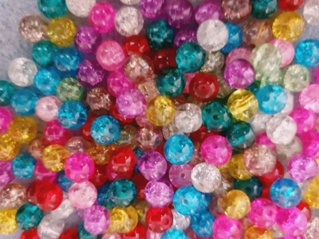 Round glass crackle beads 100 x 6mm / 50 x 8mm crafts jewellery making findings