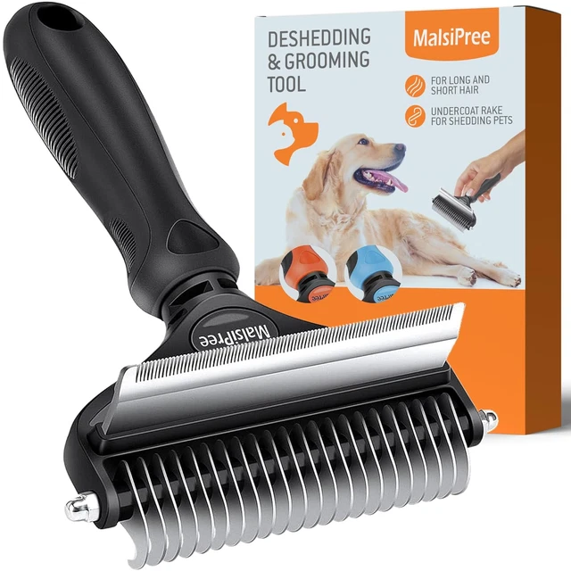 Malsipree Dog Grooming Brush for Shedding - 2 in 1 Deshedding Tool and Undercoat