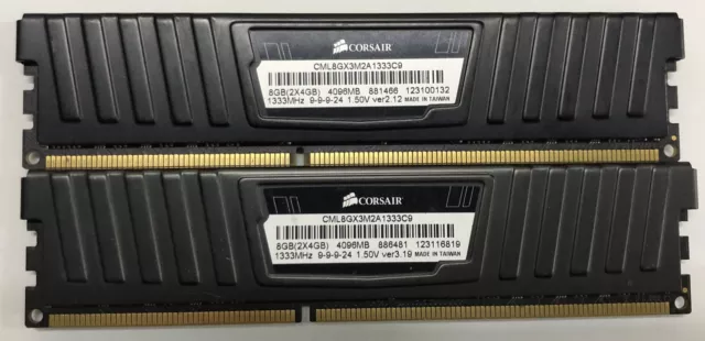 CORSAIR VENGEANCE LP 8GB 2x4GB 1333MHZ CML8GX3M2A1333C9 DIMM GAMING RAM 240pin