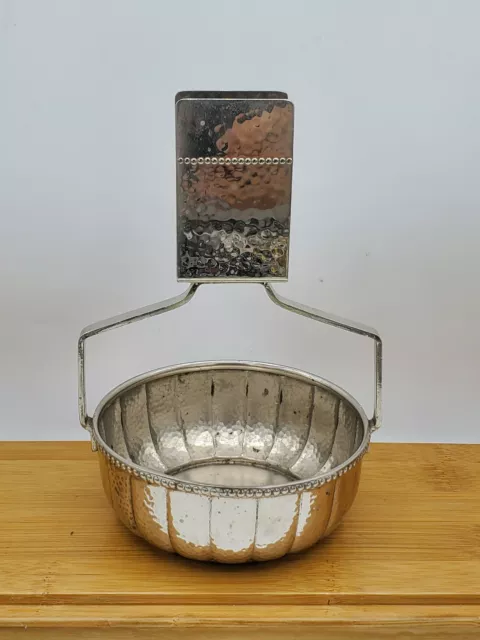 Vtg Hammered German Silver Ashtray Wmf Ikora Art Deco With Match Holder